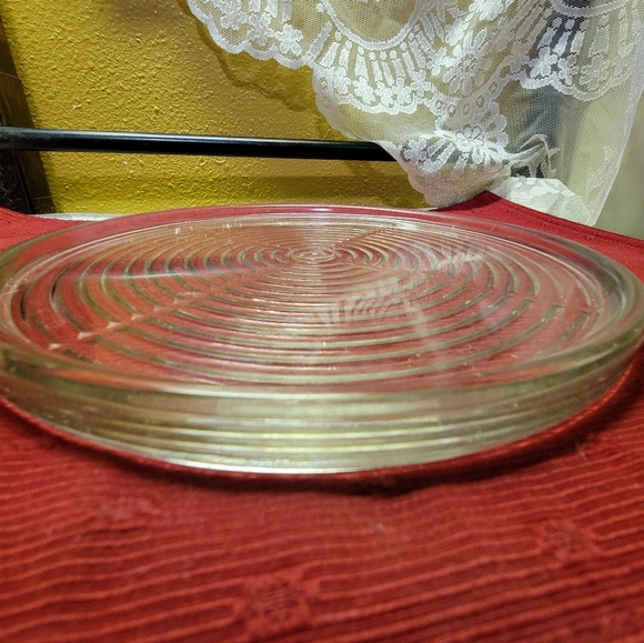 Vtg Heavy Duty Clear Glass Rimmed Serving Plate - Picture 3 of 4